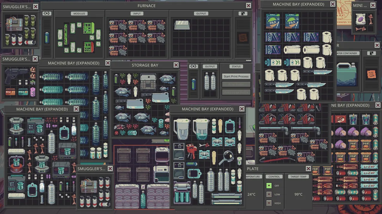 Probably Stolen inventory grid full of items and contraband