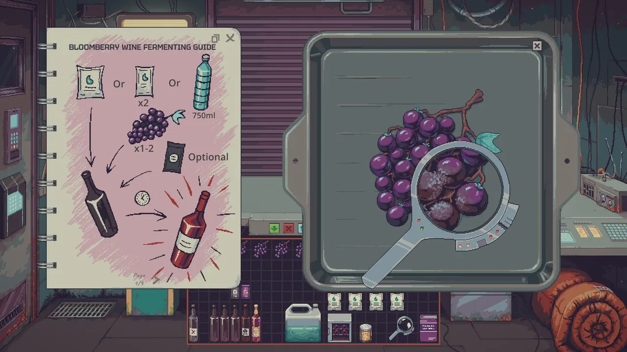 Probably Stolen wine recipe card and grape inspection