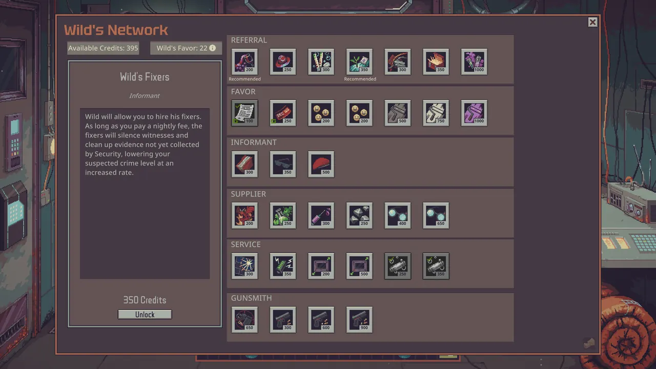 Probably Stolen perk and upgrade screen